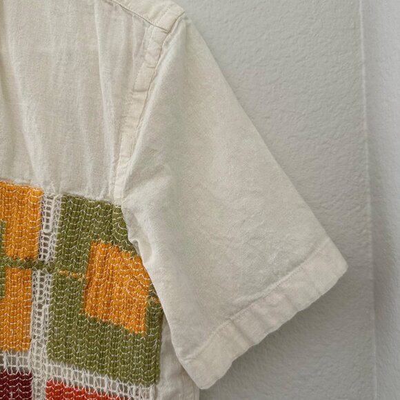 Zara Men Retro Inspired Crochet Knit Button Up Shirt Short Sleeve Cotton Blend M - Picture 5 of 16